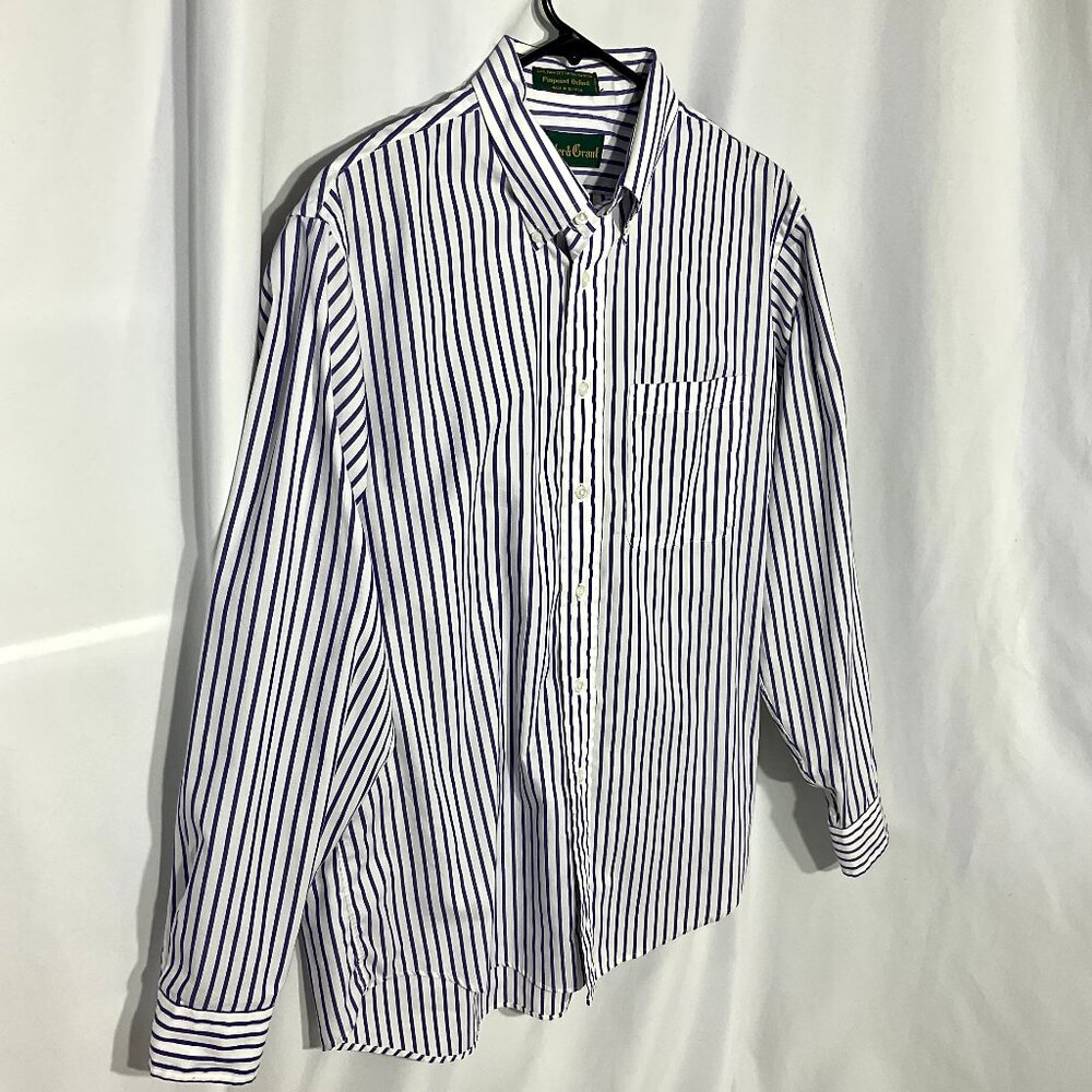 Vintage Sutter & Grant Blue Stripe Pinpoint Oxford Sz 16 Mens 90s